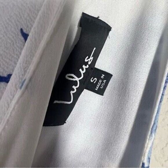 Lulu's Womens Floral Halter Neck Dress Size S White Blue Tie Back Sleeveless - Picture 7 of 7